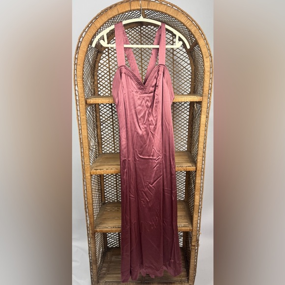 Anthropologie Cross Back Satin Midi Dress Size 10 NWT Pink Mauve $170 MSRP - Picture 8 of 11